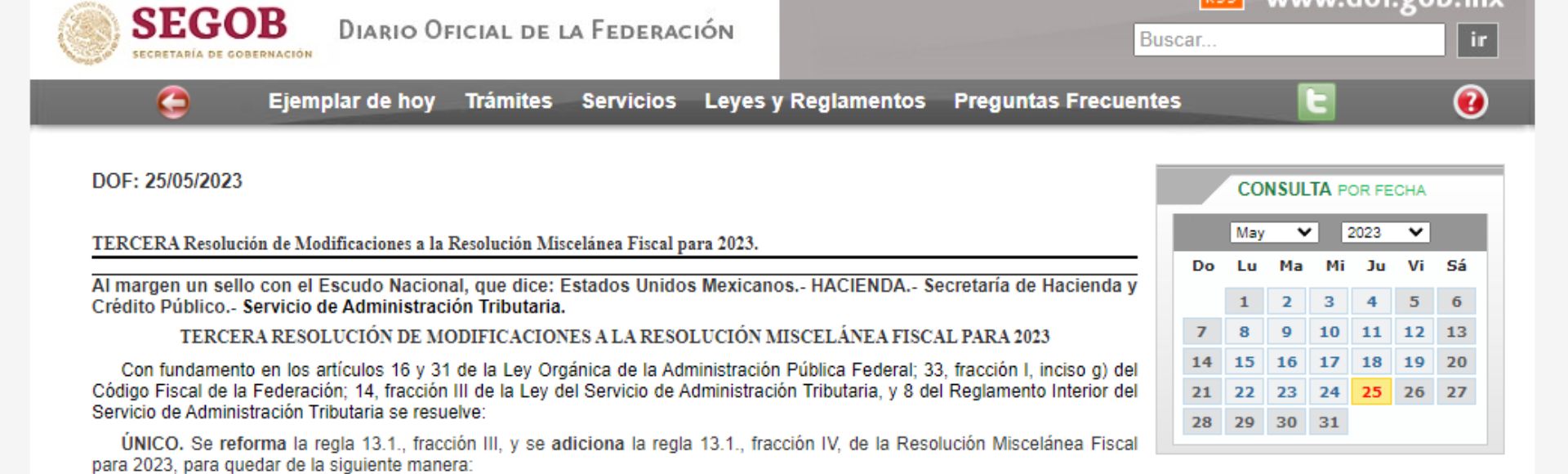 Diario Oficial de la Federación - Encabezado