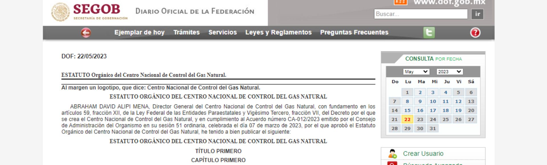 Portada Estatuto Orgánico